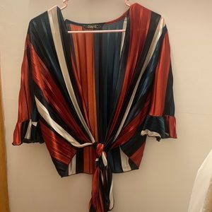 Multi colored sexy tie up blouse
